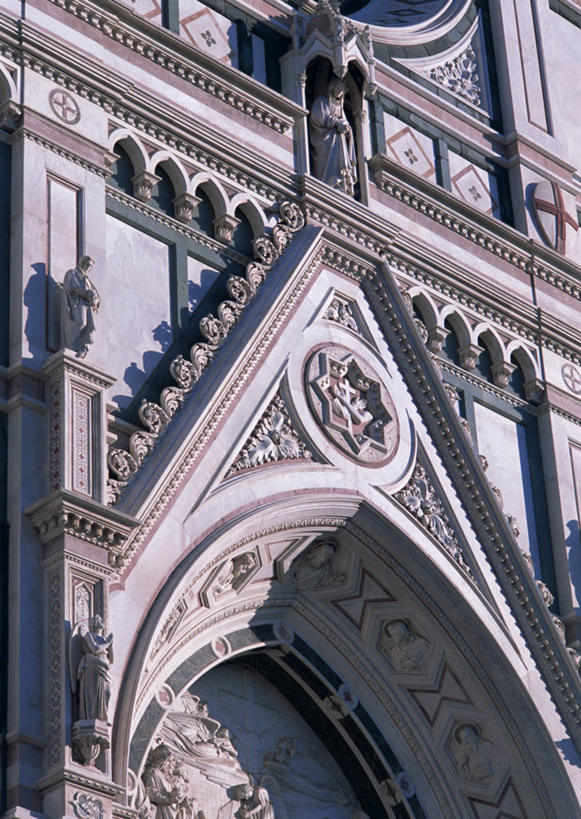 无人,竖图,室外,特写,白天,仰视,旅游,度假,标志建筑,地标,建筑,雕塑,意大利,佛罗伦萨,欧洲,阴影,艺术,装饰,光线,雕刻,雕像,影子,拱门,娱乐,建设,阳光,工艺品,享受,休闲,旅游胜地,放松,纪念,美术,托斯卡纳,南欧,主题,陈列,意大利共和国,首府,圣十字教堂,功能,美学,百花之城,翡冷翠,托斯卡纳大区,彩图,低角度拍摄