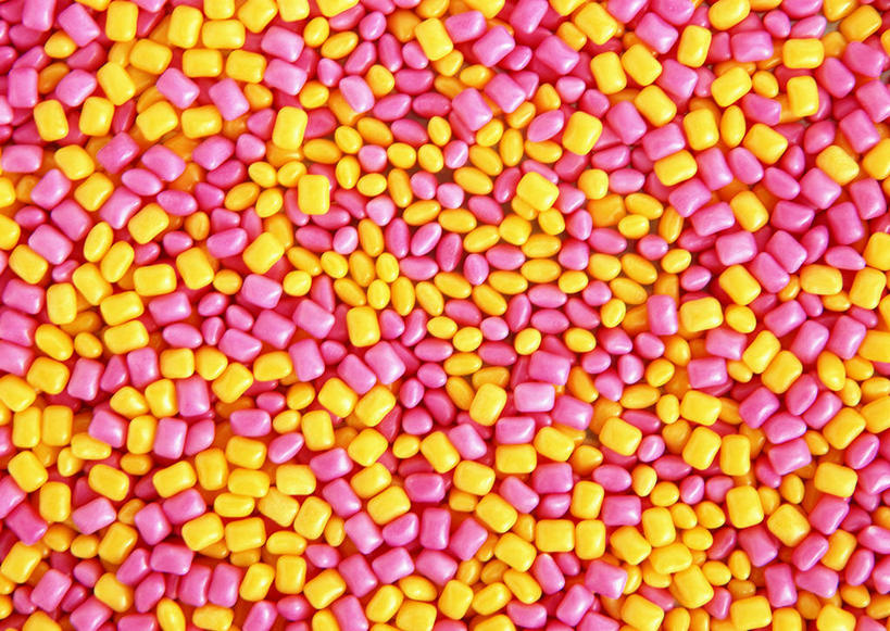 无人,横图,俯视,室内,特写,白天,一堆,许多,堆叠,堆积,食品,糖果,软糖,很多,食物,粉色,黄色,甜食,摄影,影棚,堆,泡泡糖,彩图,高角度拍摄,影棚拍摄,拍摄