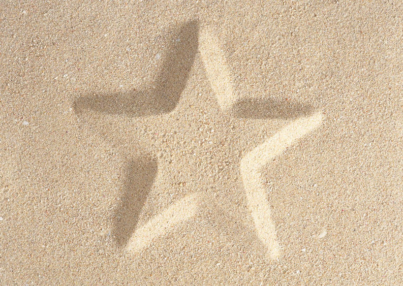 无人,横图,俯视,室外,特写,白天,美景,沙滩,沙子,海岸,景观,星星,沙地,痕迹,自然,星形,景色,自然风光,五角形,陈迹,海滩,五角星,彩图,高角度拍摄