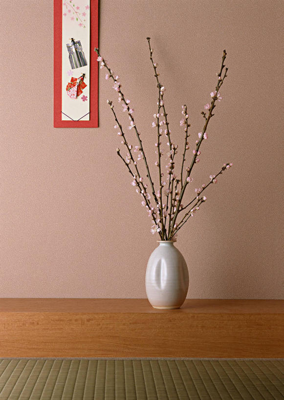 无人,竖图,室内,白天,正面,智慧,植物,桌面,桌子,花瓶,节日,庆祝,艺术,盛开,木制,陶瓷,墙,梅花,枝条,陶瓷制品,花蕾,文化,墙壁,墙面,花,花瓣,花朵,鲜花,树,树木,树枝,插花,木制品,瓶子,花苞,花蕊,庆典,纪念,插花艺术,创造,高雅,坚强,创作,想象,女儿节,虬枝,枝杈,梅,彩图,雏祭,上巳