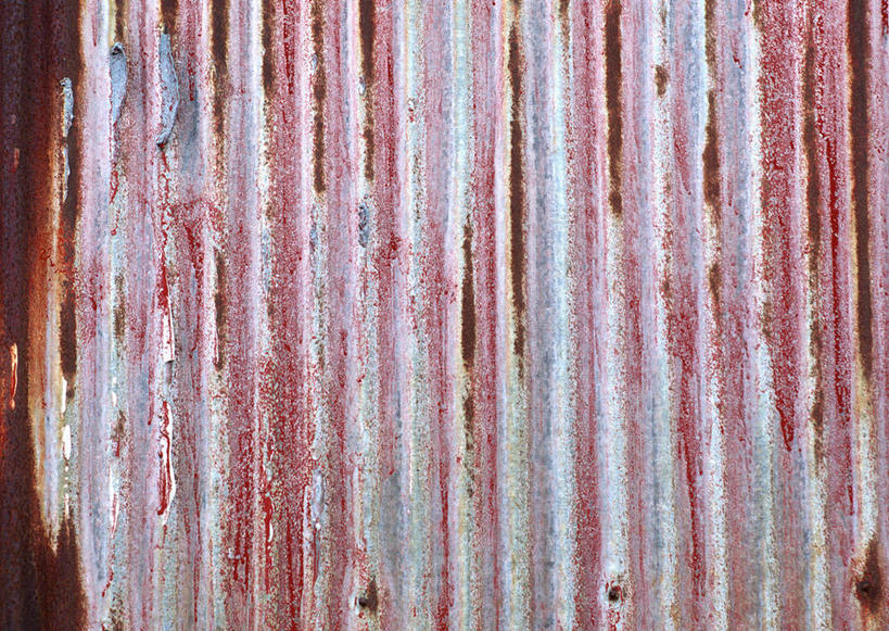 无人,横图,室外,特写,白天,正面,建材,建筑,静物,生锈,钢材,纹路,金属,材料,纹理,墙,墙壁,墙面,红色,灰色,建造,镀锌钢板,钢板,腐蚀,侵蚀,镀锌,肌理,腐化,锈迹斑斑,彩图,镀锌板,防腐