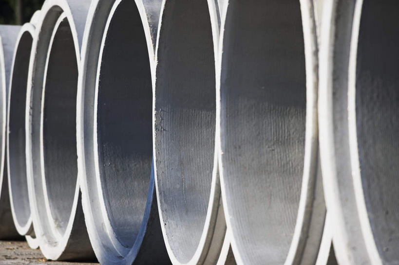 无人,横图,室内,特写,白天,正面,静物,一排,许多,整齐,圆形,管子,很多,管道,排列,队列,水泥管,彩图