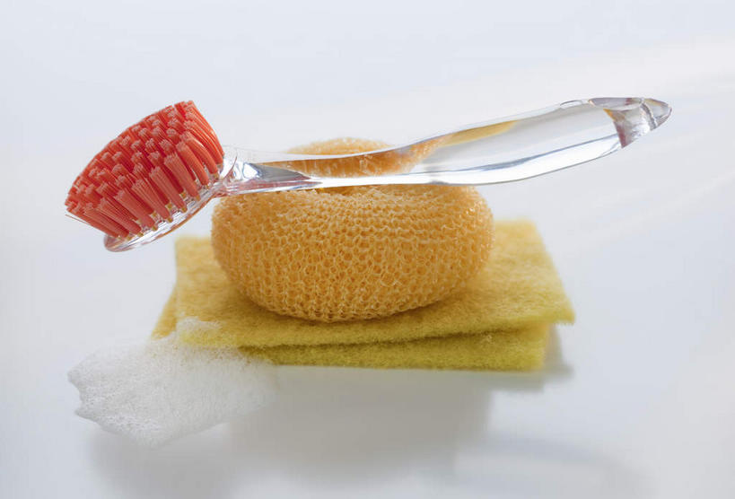 无人,横图,俯视,室内,特写,白天,白色背景,静物,纺织品,阴影,反射,布,海绵,影子,织物,抹布,刷子,摄影,影棚,清洁用具,彩图,高角度拍摄,影棚拍摄,拍摄