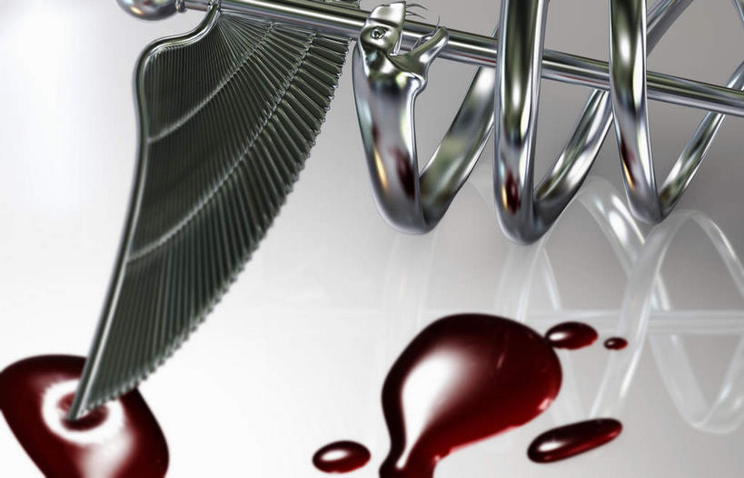 无人,横图,俯视,室内,特写,白天,白色背景,桌面,野生动物,两条,一根,阴影,反射,爬行动物,蛇,标志,液体,影子,标识,红色,动物,血液,拐杖,手杖,救护,医疗,象征,冷血动物,和平,凶猛,双蛇杖,救死扶伤,残暴,凶残,彩图,高角度拍摄