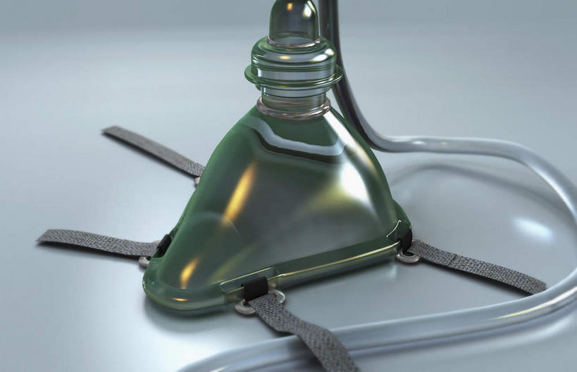 无人,横图,俯视,室内,特写,白天,静物,灰色背景,一个,医疗用品,单个,麻醉,医疗器械,心肺复苏术,彩图,高角度拍摄