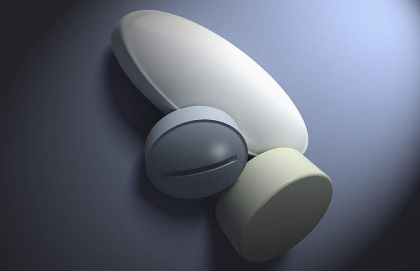 无人,横图,俯视,室内,白天,安全,灰色背景,药剂,药丸,防护,三片,药片,蓝色,白色,药品,治疗,保护,药物,医疗,保险,预防,平安,彩图,高角度拍摄