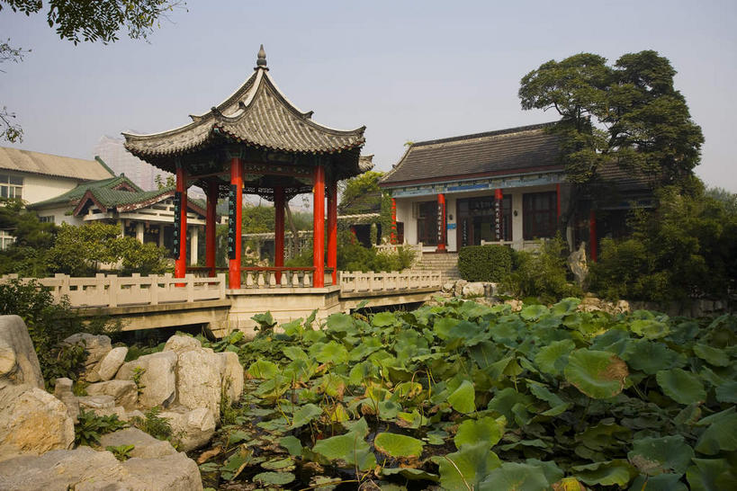 无人,公园,栏杆,横图,室外,白天,正面,旅游,度假,纯洁,湖,湖泊,石头,美景,水,植物,桥梁,莲花,叶子,中国,亚洲,许多,阴影,光线,石子,瓦片,影子,亭子,屋檐,湖面,景观,水流,水面,围栏,桥,荷叶,很多,娱乐,山东,石桥,护栏,檐,树,树木,蓝色,绿色,蓝天,天空,阳光,自然,凉亭,湖水,天,享受,休闲,景色,放松,生长,晴朗,成长,人行桥,富贵,神圣,自然风光,东亚,纯净,山东省,济南,万里无云,中华人民共和国,华东地区,省会,莲叶,鲁,六月花神,正直,济南市,历城区,鞭蕖,鞭蓉,芙蕖,菡萏,荷花,六月春,藕花,水旦,水芙蓉,水华,水芸,溪客,叶,叶片,石块,岩石,晴空,晴空万里,彩图,飞檐,大明湖公园,泉城明珠,中国第一泉水湖