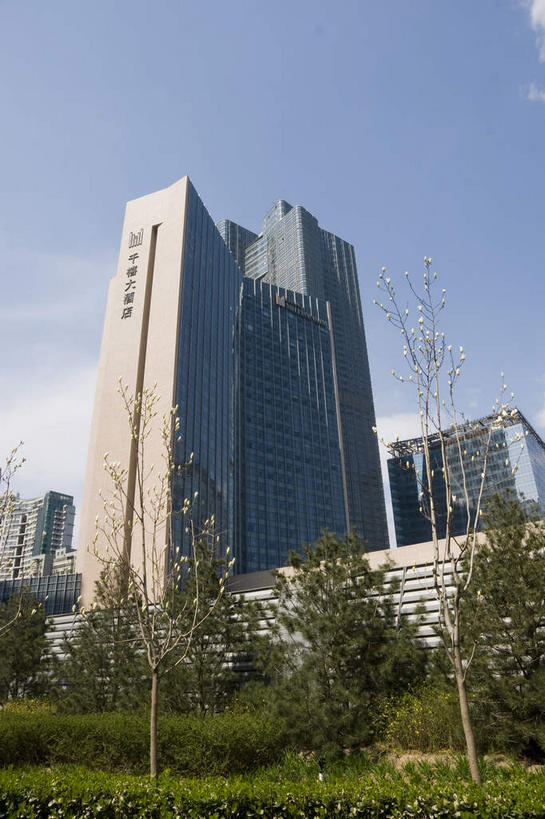 无人,高楼大厦,竖图,室外,白天,仰视,度假,草地,草坪,美景,植物,窗户,落地窗,城市风光,城市,大厦,建筑,摩天大楼,北京,中国,亚洲,一排,许多,阴影,整齐,并列,并排,光线,影子,景观,首都,很多,娱乐,建设,玻璃窗,草,树,树木,排列,蓝色,绿色,倒影,蓝天,天空,阳光,自然,天,享受,休闲,景色,放松,生长,晴朗,成长,倒映,队列,平行,玻璃幕墙,东亚,万里无云,中华人民共和国,北京市,京,北平,华北地区,反照,晴空,晴空万里,彩图,低角度拍摄,大楼,高层建筑,高楼,摩天楼,北京CBD,北京商务中心区,中国北京大北窑,北京千禧大酒店,千禧大酒店