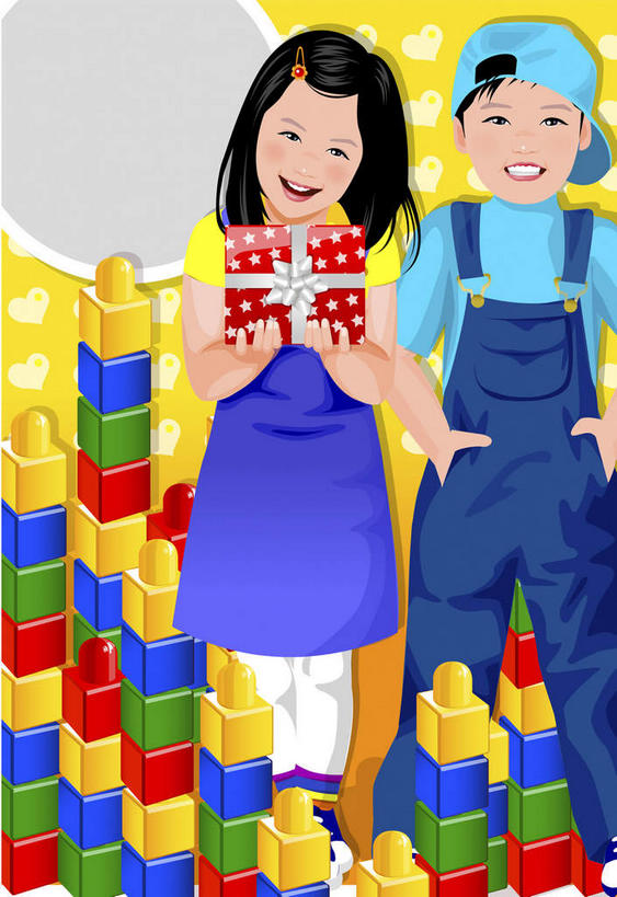 儿童,无人,两个人,伙伴,朋友,站,笑,微笑,露齿笑,竖图,插画,室内,白天,游戏,友谊,纯洁,智慧,数码,科技,礼盒,礼物,帽子,玩具,握,阴影,网络,丝绸,丝带,纸盒,字母,缎带,高光,几何,计算机图形,拿,玩,合成,图画,拿着,注视,娱乐,运动帽,绸带,盒子,画,小孩,红色,蓝色,绿色,包装盒,礼品盒,观察,看,站着,休闲,积木,鸭舌帽,可爱,童年,童趣,益智,握着,礼品,观看,活动,电脑合成图,数码合成图,察看,思维,发泄,关注,消遣,智力,漫画,想象,童真,烂漫,无邪,写实,具体,具象,双手抄兜,双手放兜,宣泄,天真,友情,男孩,男人,男性,女孩,女人,女性,插兜,两手抄兜,两手放兜,手插兜,手放口袋,玩耍,嬉戏,站立,彩图,全身,男生,女生,手抄兜