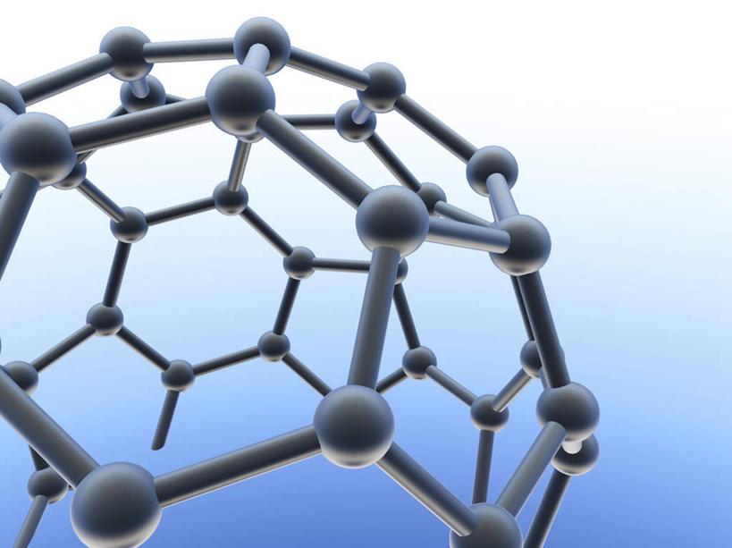 无人,横图,室内,特写,白天,正面,数码,分子,科技,阴影,蓝色背景,发光,网络,化学,高光,几何,计算机图形,合成,球,绿色,模型,球体,电脑合成图,数码合成图,原子,物理,粒子,写实,具体,具象,布基球,富勒烯,足球烯,模子,彩图