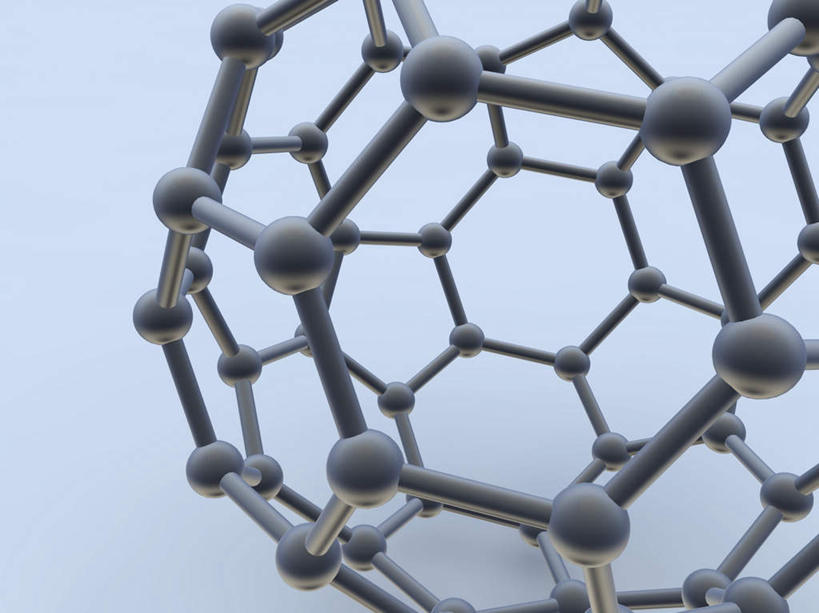 无人,横图,室内,特写,白天,正面,数码,分子,科技,阴影,蓝色背景,发光,网络,化学,高光,几何,计算机图形,合成,球,绿色,模型,球体,电脑合成图,数码合成图,原子,物理,粒子,写实,具体,具象,布基球,富勒烯,足球烯,模子,彩图