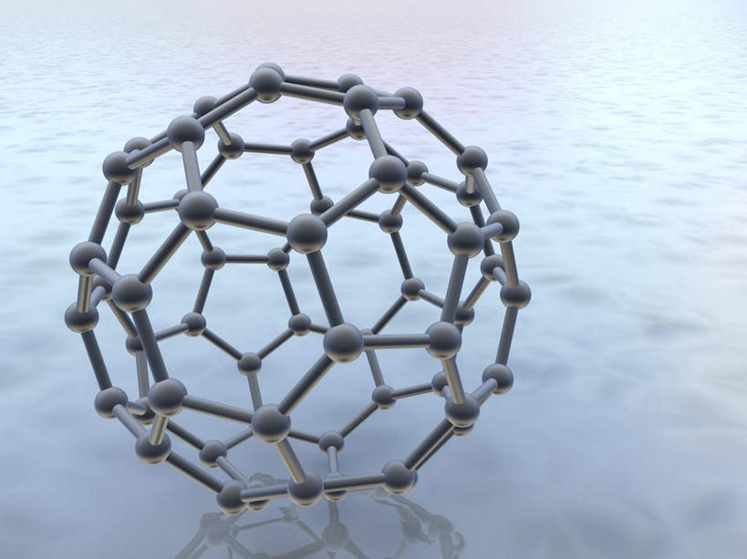 无人,横图,室内,特写,白天,正面,数码,分子,科技,阴影,蓝色背景,发光,网络,化学,高光,几何,计算机图形,合成,球,绿色,模型,球体,电脑合成图,数码合成图,原子,物理,粒子,写实,具体,具象,布基球,富勒烯,足球烯,模子,彩图