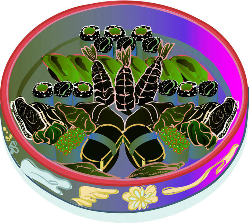 米饭,生鱼片,寿司,无人,横图,插画,室内,特写,白天,白色背景,正面,烹饪,数码,科技,蔬菜,许多,阴影,新鲜,网络,肉,鱼肉,日本料理,鱼片,料理,食品,饭,高光,几何,计算机图形,合成,图画,菜肴,美食,肉类,画,食物,日式料理,日式,佳肴,有机食品,绿色食品,虾肉,电脑合成图,数码合成图,五谷,醋饭,三维,漫画,肉食,写实,具体,具象,三维图形,四喜饭,彩图