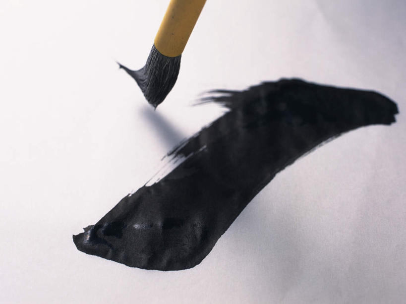 无人,横图,俯视,室内,特写,白天,白色背景,写,笔,毛笔,办公用品,纸张,文化,文具,白色,黑色,白纸,学习用品,摄影,影棚,文具用品,一支,文房四宝,彩图,高角度拍摄,影棚拍摄,拍摄