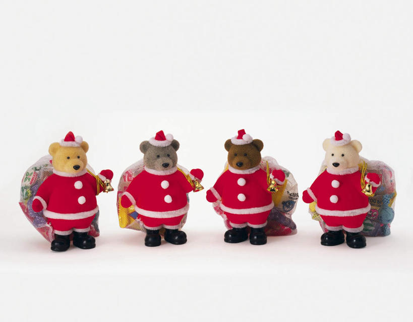 无人,横图,室内,白天,白色背景,正面,游戏,熊,玩具,圣诞节,一排,节日,庆祝,整齐,玩偶,泰迪熊,玩,文化,娱乐,排列,玩具熊,四个,庆典,休闲,益智,摄影,影棚,活动,纪念,队列,发泄,消遣,智力,宣泄,玩耍,嬉戏,彩图,全身,影棚拍摄,拍摄