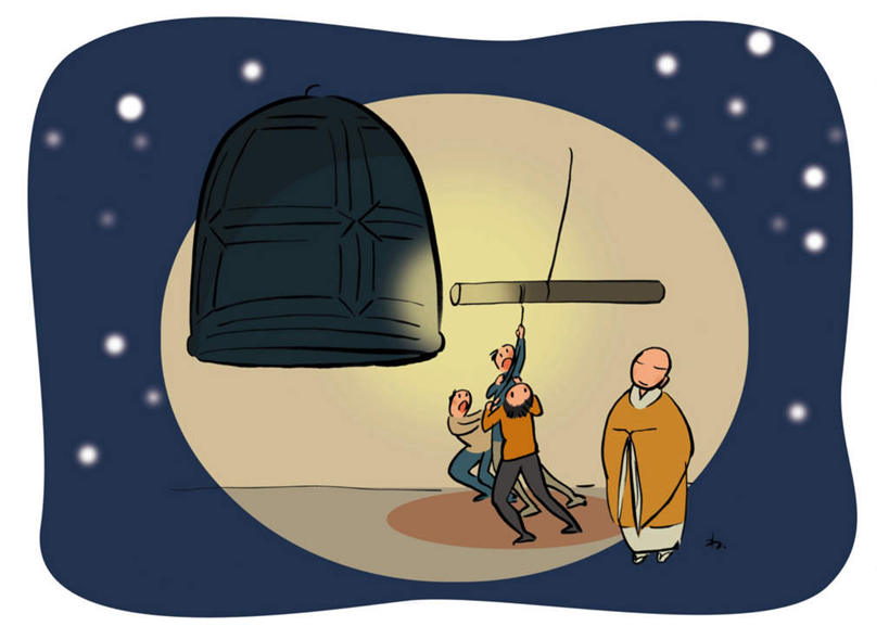 无人,三个人,和尚,站,横图,插画,室内,白天,白色背景,正面,民族服装,数码,科技,握,阴影,服装,网络,高光,几何,计算机图形,拿,敲,合成,图画,拿着,注视,画,衣服,黄色,观察,看,站着,握着,服饰,观看,电脑合成图,数码合成图,察看,衣着,穿着,关注,僧服,漫画,写实,具体,具象,僧袍,衣饰,男人,男性,年轻男性,钟,比丘,高僧,僧,僧侣,僧人,沙弥,修行僧,站立,彩图,全身,传统服装,民俗服