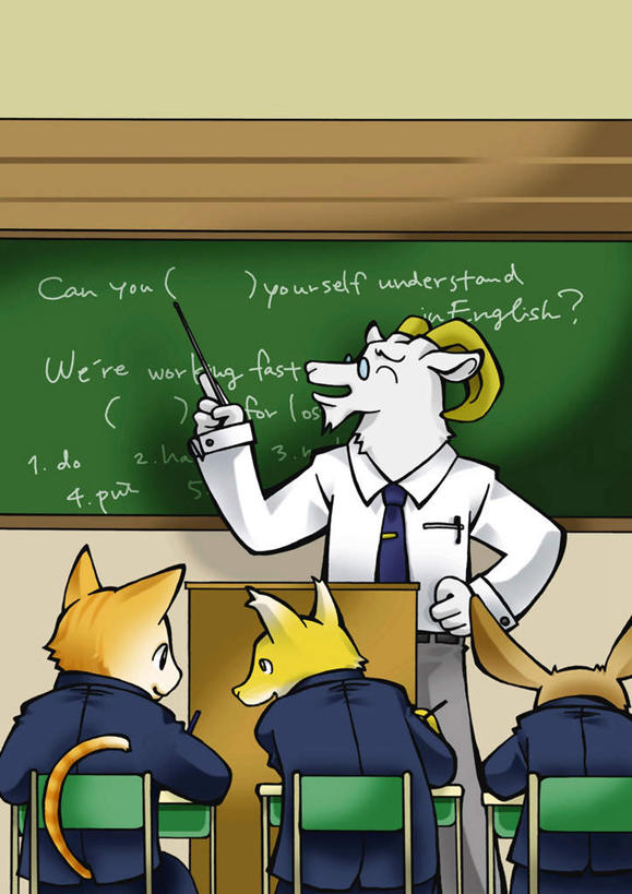 背部,无人,学生,教师,站,坐,举,竖图,插画,室内,白天,正面,数码,科技,狐狸,野生动物,羊,椅子,四只,一排,阴影,黄色背景,整齐,网络,高光,几何,计算机图形,合成,图画,手叉腰,画,排列,动物,讲台,叉腰,托,站着,可爱,活泼,英语,电脑合成图,数码合成图,课堂,队列,漫画,写实,具体,具象,讲师,教授,老师,绵羊,举着,向上举,向上伸,向上托,站立,坐着,半身,彩图