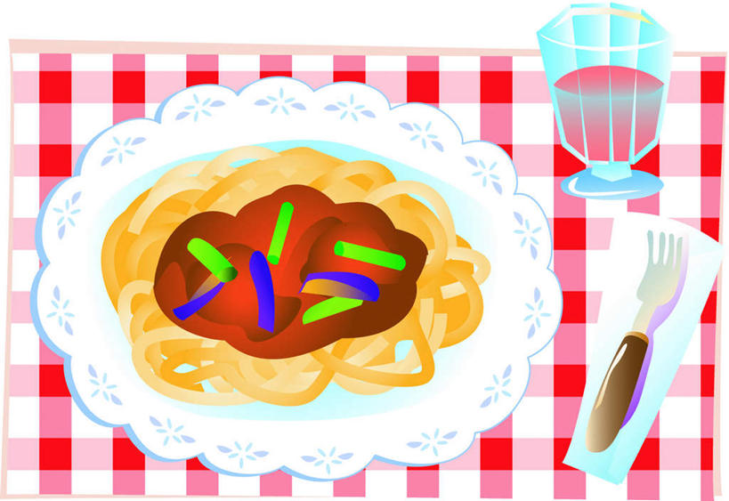 面食,面条,意大利面,无人,横图,插画,室内,白天,正面,西餐,数码,科技,餐桌,桌子,餐具,阴影,网络,布料,碟子,盘,面,肉,料理,食品,高光,几何,计算机图形,合成,布纹,图画,肉酱,猪肉,肉类,画,桌布,食物,盘子,餐巾,碟,台布,西式,餐台,电脑合成图,数码合成图,漫画,肉食,豚肉,写实,具体,具象,彩图