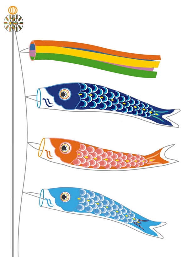 无人,竖图,插画,室内,白天,白色背景,正面,数码,科技,鲤鱼,旗帜,阴影,网络,鲤鱼旗,高光,几何,计算机图形,合成,图画,旗子,画,四条,电脑合成图,数码合成图,儿童节,飘动,飞扬,漫画,写实,具体,具象,旌旗,旗号,彩图