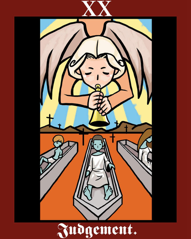 西方人,无人,三个人,闭眼,竖图,插画,室内,白天,正面,民族服装,数码,科技,欧洲,欧洲人,天使,吊挂,握,悬挂,阴影,黑色背景,光线,网络,英文,翅膀,边框,标志,方框,铃铛,数字,图案,文字,影子,字符,字母,褐色,高光,几何,计算机图形,罗马数字,吹奏,挂,拿,合成,图像,图画,拿着,标识,画,画框,卡片,卡通,可爱,握着,活泼,英文字母,电脑合成图,数码合成图,木乃伊,僵尸,塔罗牌,占卜,超越,漫画,算命,写实,具体,具象,复活,审判,大阿卡那牌,白种人,闭眼睛,闭着眼,闭着眼睛,彩图,全身,传统服装,民俗服