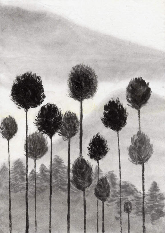 无人,竖图,黑白,室内,白天,正面,绘画,美景,山,树林,植物,许多,艺术,景观,山峰,山峦,古典,文化,树,树木,绿色,自然,工艺品,品味,景色,生长,成长,美术,高雅,自然风光,国画,水墨画,美学,水墨