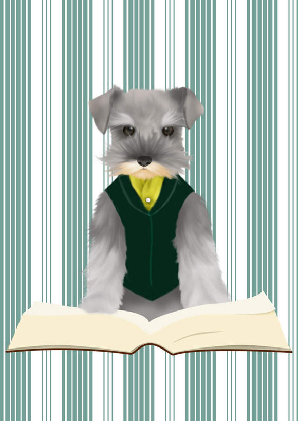 无人,坐,竖图,插画,室内,白天,正面,数码,科技,宠物,狗,书籍,阴影,灰色背景,网络,梗犬,高光,几何,计算机图形,合成,迷你雪纳瑞,图画,注视,画,一只,衣服,动物,观察,看,可爱,观看,电脑合成图,数码合成图,察看,关注,雪纳瑞犬,漫画,忠诚,写实,具体,具象,雪纳瑞狗,书,图书,犬,坐着,彩图,全身