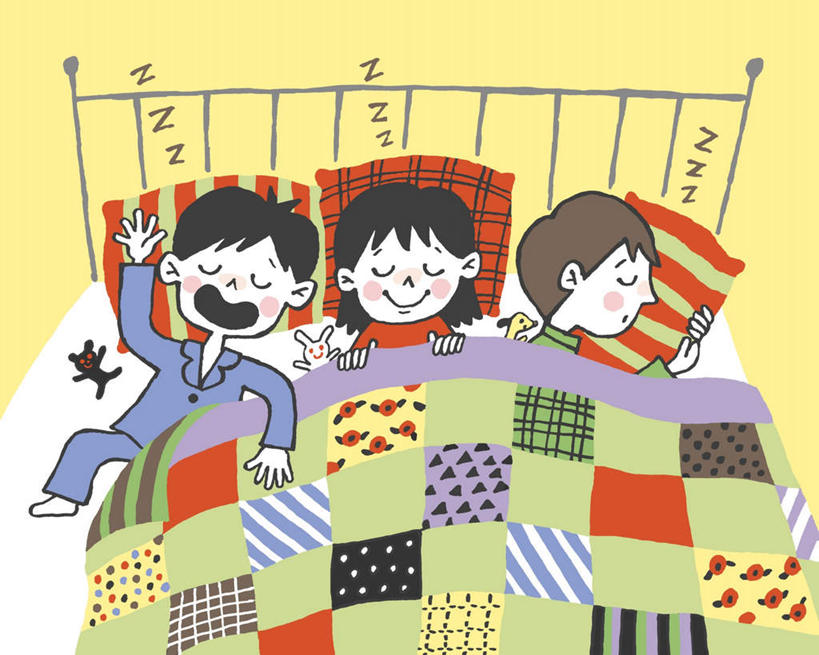 西方人,儿童,无人,三个人,伙伴,朋友,躺,闭眼,笑,睡,微笑,横图,插画,室内,白天,正面,游戏,友谊,纯洁,数码,科技,床,卧室,玩具,欧洲,欧洲人,阴影,服装,网络,玩偶,床单,高光,几何,计算机图形,玩,合成,图画,休闲装,娱乐,被子,画,小孩,衣服,休闲,同学,休闲服,可爱,童年,童趣,益智,服饰,单人床,活动,盖,电脑合成图,数码合成图,被单,发泄,消遣,智力,漫画,童真,烂漫,无邪,写实,具体,具象,宣泄,卧着,天真,友情,男孩,男人,男性,女孩,女人,女性,白种人,闭眼睛,闭着眼,闭着眼睛,困,困觉,寝息,睡觉,躺着,玩耍,卧,嬉戏,半身,彩图,睡房,卧房,男生,女生