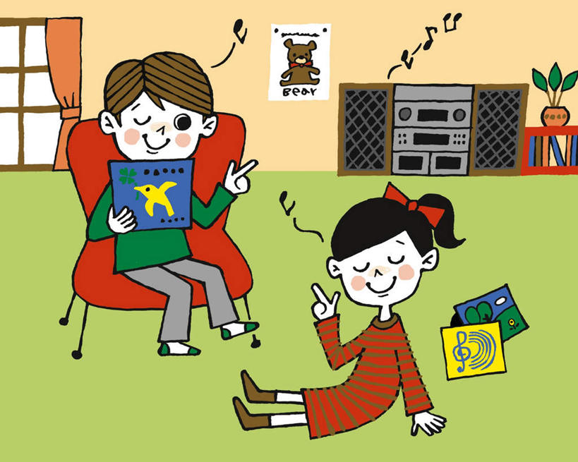 西方人,儿童,无人,两个人,伙伴,朋友,坐,躺,笑,微笑,横图,插画,室内,白天,正面,友谊,纯洁,数码,数据,科技,植物,窗户,落地窗,书架,书籍,椅子,欧洲,欧洲人,阴影,服装,网络,信息,光盘,木椅,躺椅,光碟,音响,高光,几何,计算机图形,音乐,听,合成,图画,休闲装,存储介质,玻璃窗,画,小孩,衣服,休闲,休闲服,可爱,童年,童趣,服饰,录音机,碟片,存储,电脑合成图,数码合成图,CD光盘,漫画,童真,CD唱片,烂漫,无邪,CD光碟,写实,具体,具象,卧着,天真,友情,男孩,男人,男性,女孩,女人,女性,白种人,书,图书,躺着,卧,坐着,彩图,全身,男生,女生