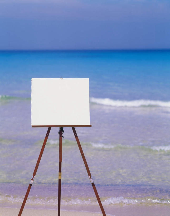 无人,竖图,室外,白天,正面,旅游,度假,绘画,海浪,海洋,美景,沙滩,一块,艺术,沙子,海岸,景观,浪花,水平线,辽阔,画板,美术用品,海平线,沙地,娱乐,画架,蓝色,蓝天,天空,自然,海水,天,享受,休闲,广阔,景色,放松,一望无际,美术,自然风光,绘画工具,海景,无边无际,一马平川,大海,风浪,海,海水的波动,海滩,近岸浪,涌浪,彩图,水天相接,水天一线