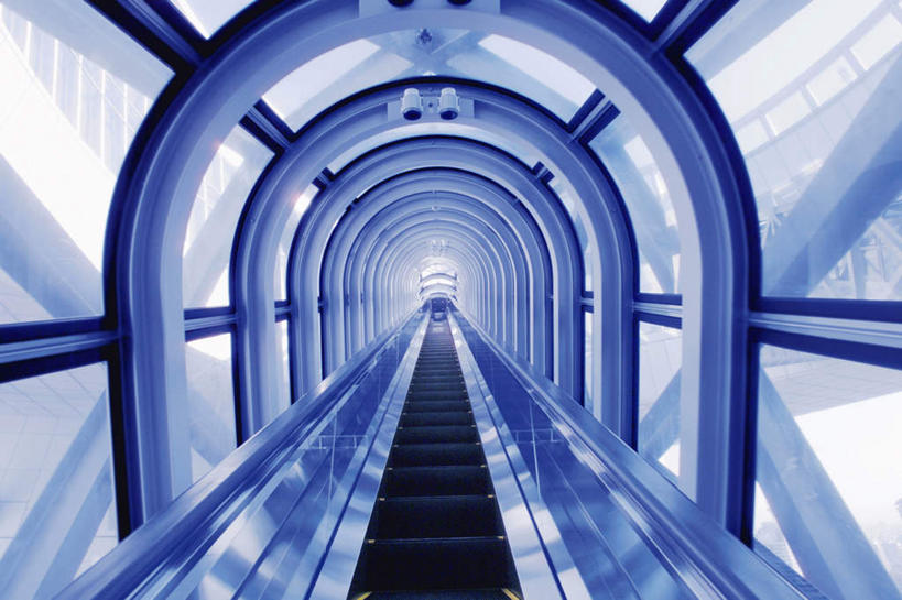 无人,横图,室内,白天,仰视,窗户,楼梯,落地窗,电梯,阴影,反射,隧道,影子,阶梯,自动扶梯,玻璃窗,台阶,彩图,低角度拍摄