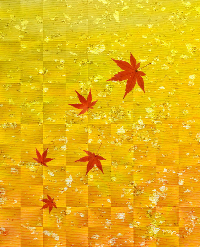 无人,竖图,俯视,室内,特写,白天,叶子,黄色背景,朦胧,模糊,纹路,纹理,纸,枫叶,枯叶,落叶,纸张,五片,文化,黄色,红色,摄影,影棚,枫树叶,肌理,和纸,日本纸,叶,叶片,彩图,高角度拍摄,影棚拍摄,拍摄