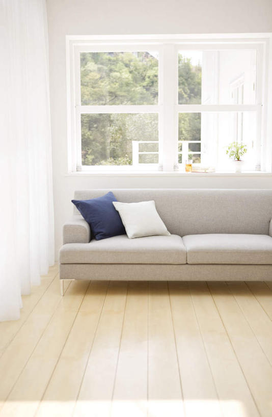 无人,竖图,室内,白天,正面,植物,窗户,窗帘,地板,靠垫,沙发,墙,靠枕,地面,木地板,玻璃窗,墙壁,墙面,树,树木,两个,一个,蓝色,绿色,白色,灰色,自然,抱枕,枕头,生长,单个,成长,布艺沙发,彩图