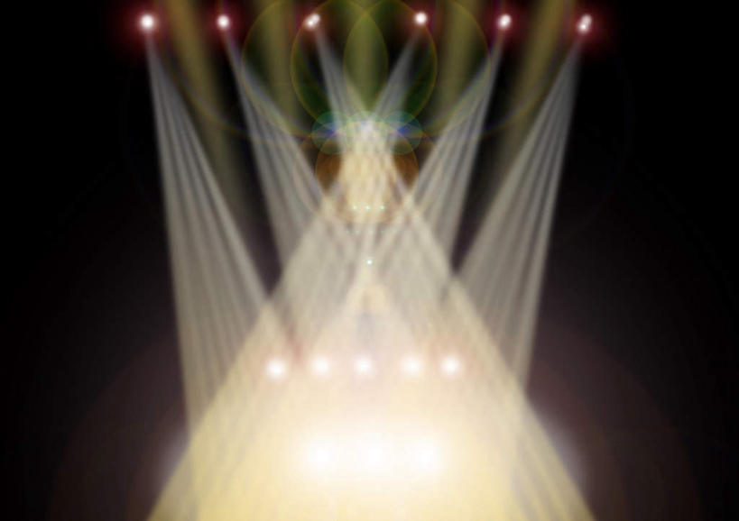 无人,舞台,横图,室内,夜晚,正面,数码,科技,阴影,梦幻,发光,光束,网络,光亮,高光,几何,计算机图形,合成,黄色,电脑合成图,数码合成图,未来,发亮,憧憬,写实,具体,具象,表演台,彩图