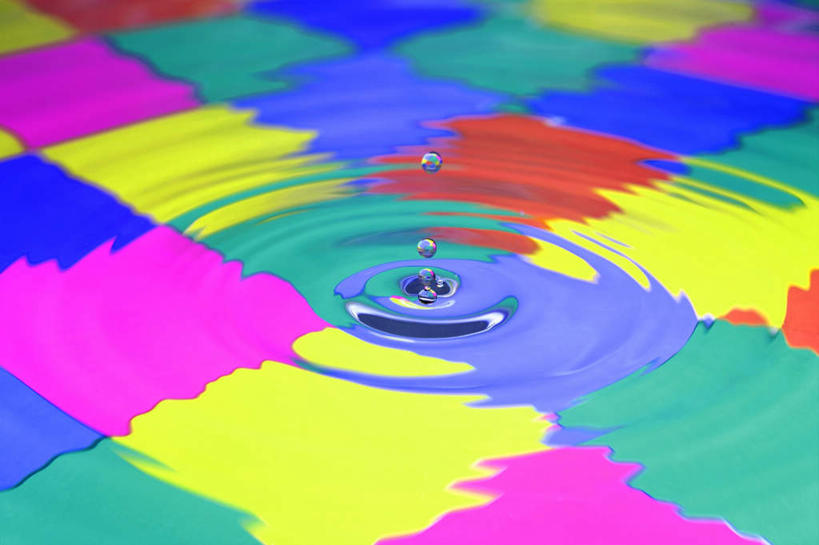 无人,横图,俯视,彩色,室内,特写,白天,波纹,方格,格子,涟漪,粉色,黄色,蓝色,绿色,水纹,波浪,摄影,影棚,水晕,彩图,高角度拍摄,影棚拍摄,拍摄