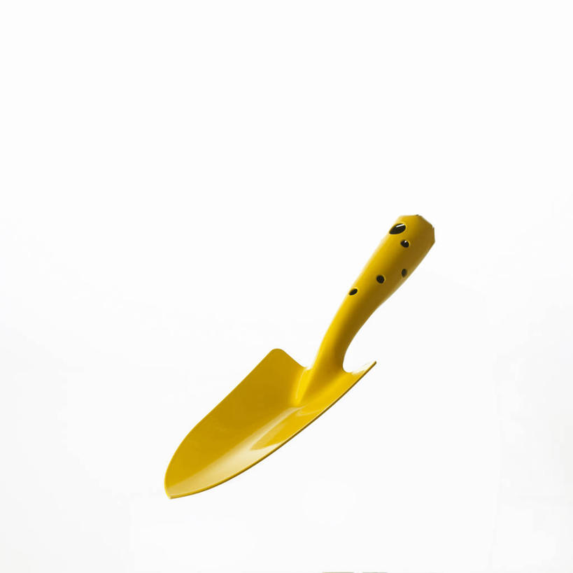 无人,方图,室内,特写,白天,白色背景,正面,静物,金属制品,一把,金属,铲子,黄色,摄影,影棚,彩图,影棚拍摄,拍摄,手铲