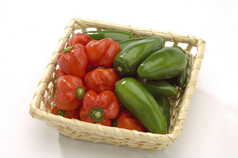 无人,交叉,横图,俯视,室内,特写,白天,白色背景,竹子,辣椒,蔬菜,一堆,许多,阴影,堆叠,堆积,竹制,新鲜,编织,反射,篮子,影子,食品,很多,食物,一个,红色,竹篮,摄影,有机食品,绿色食品,影棚,单个,竹条,堆,交织,竹制品,辣角,大椒,辣虎,广椒,穿插,墨西哥辣椒,哈雷派尼奥,哈雷派尼奥辣椒,辣子,海椒,番椒,彩图,高角度拍摄,影棚拍摄,拍摄