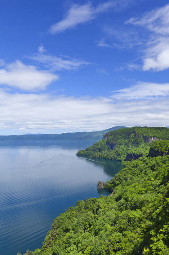 无人,公园,竖图,俯视,室外,白天,旅游,度假,湖,湖泊,美景,树林,水,植物,秋田县,日本,亚洲,阴影,光线,影子,湖面,景观,水流,水面,云,云朵,云彩,娱乐,树,树木,蓝色,绿色,白云,蓝天,天空,阳光,自然,湖水,天,享受,休闲,景色,放松,生长,晴朗,成长,自然风光,东亚,本州,本州岛,日本国,秋田,岩手,岩手县,青森,青森县,东北地方,十和田湖,十和田八幡平国立公园,晴空,彩图,高角度拍摄