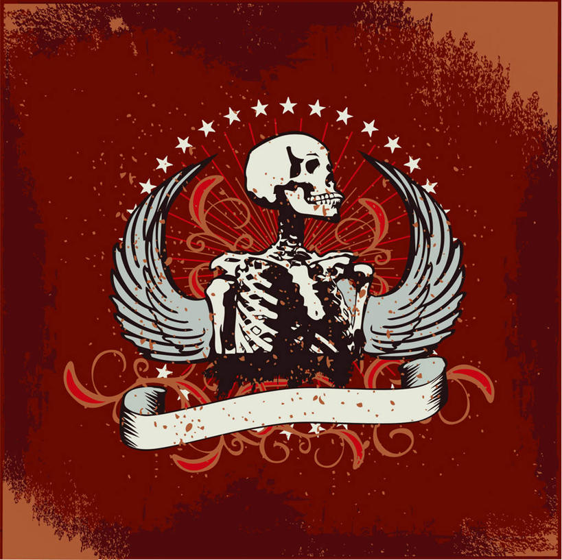 骨骼,无人,横图,插画,室内,白天,正面,数码,科技,叶子,盘绕,阴影,花纹,环绕,围绕,反射,光线,光泽,网络,血,翅膀,骷髅,头骨,图案,影子,星星,骨头,光芒,高光,几何,计算机图形,合成,图画,环抱,画,星形,晕染,缭绕,电脑合成图,数码合成图,头颅,骨架,弧线,恐怖,漫画,光辉,五角形,可怕,写实,具体,具象,可骇,毫光,恐惧,叶,叶片,五角星,彩图