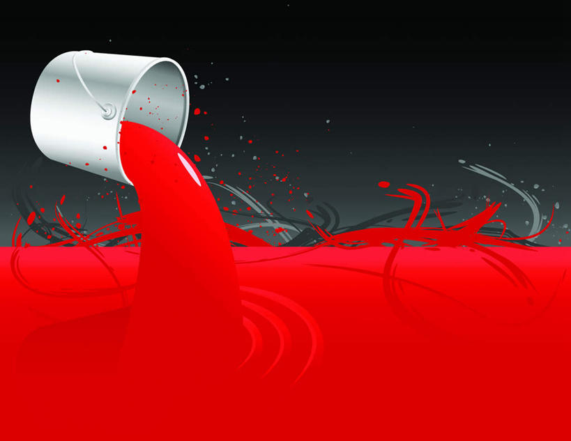 无人,横图,插画,室内,白天,正面,数码,科技,阴影,黑色背景,反射,光线,光泽,网络,桶,影子,光芒,高光,几何,计算机图形,合成,图画,画,一只,红色,容器,倾倒,储藏,油漆,涂料,电脑合成图,数码合成图,储存,漫画,光辉,写实,具体,具象,毫光,彩图,贮存