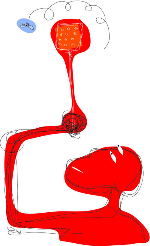 一个人,无人,举,竖图,插画,室内,白天,白色背景,正面,数码,科技,苍蝇,仅一个男性,仅一个人,飞翔,阴影,飞行,网络,细菌,昆虫,高光,几何,计算机图形,翱翔,合成,图画,飞,画,仅一个年轻男性,一只,动物,托,电脑合成图,数码合成图,漫画,病菌,苍蝇拍,写实,具体,具象,害虫,传染,四害,男人,男性,年轻男性,举起,举手,举着,抬头,向上举,向上伸,向上托,仰头,半身,彩图