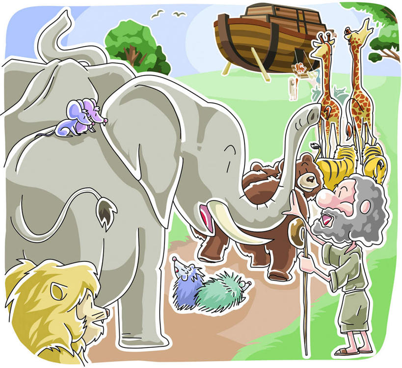 一个人,无人,站,横图,插画,室内,白天,正面,数码,科技,草地,草坪,树林,植物,哺乳动物,长颈鹿,刺猬,大象,鸟,野生动物,老鼠,熊,狮子,仅一个男性,仅一个人,招呼,阴影,网络,鸟类,高光,几何,计算机图形,合成,图画,画,草,树,树木,绿色,自然,动物,站着,仅一个老年男性,可爱,活泼,生长,成长,拐杖,呼唤,手杖,电脑合成图,数码合成图,毁灭,漫画,写实,具体,具象,召唤,消灭,扑灭,避难,出亡,遁迹,覆灭,号召,流亡,逃亡,亚当,诺亚方舟,老年男性,男人,男性,象,老虎,站立,彩图,全身