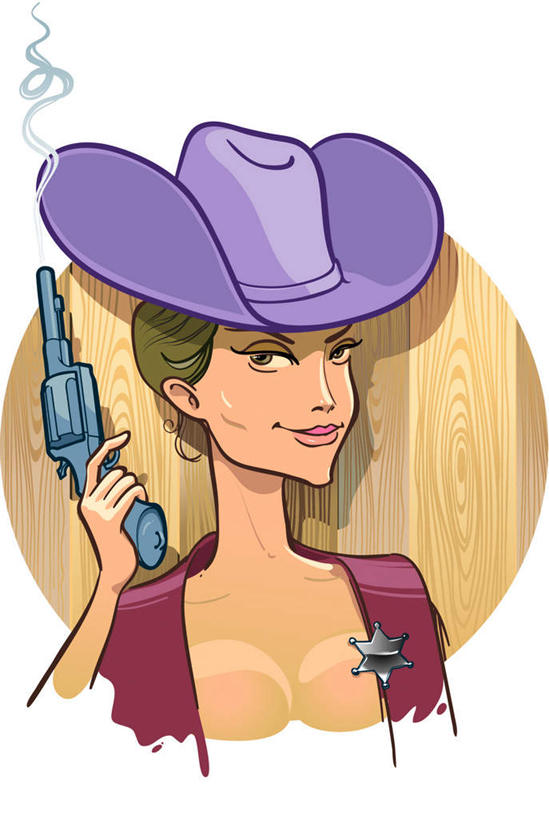 西方人,一个人,无人,站,笑,微笑,竖图,插画,室内,白天,正面,数码,科技,帽子,欧洲,欧洲人,仅一个年轻女性,仅一个女性,仅一个人,握,阴影,网络,背心,枪,高光,几何,计算机图形,拿,合成,图画,拿着,注视,画,观察,看,站着,牛仔帽,握着,手枪,观看,电脑合成图,数码合成图,察看,关注,左轮手枪,漫画,勋章,写实,具体,具象,年轻女性,女人,女性,白种人,站立,半身,彩图