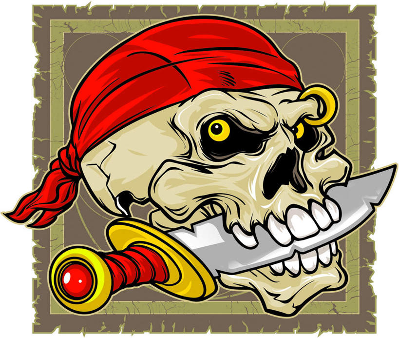 牙齿,骨骼,无人,横图,插画,室内,白天,正面,数码,科技,帽子,咬,阴影,网络,骷髅,头巾,刀具,骨头,高光,几何,计算机图形,合成,图画,注视,标识,标记,画,耳环,刀,观察,看,眼罩,观看,电脑合成图,数码合成图,骨架,咬着,察看,关注,漫画,写实,具体,具象,眉钉,耳饰,表记,标帜,齿,牙,牙龈,半身,彩图,匕首