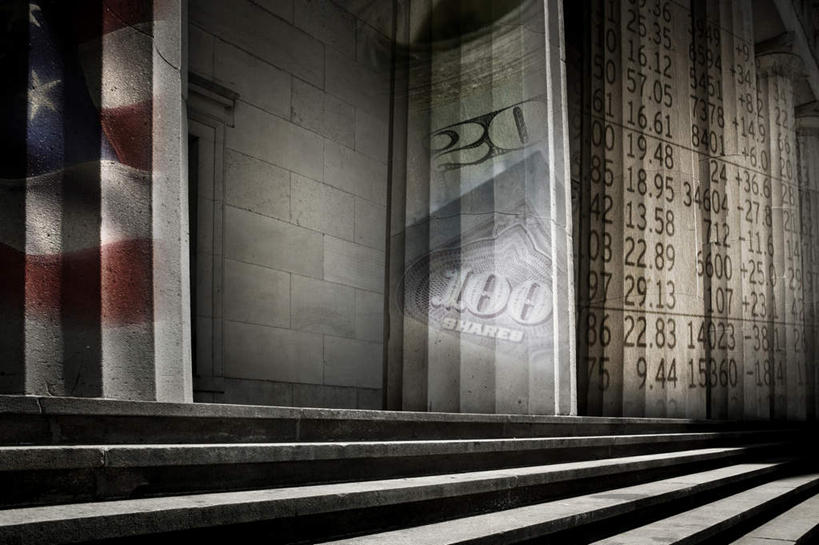 无人,银行,横图,室外,白天,正面,旗帜,国旗,美国,阴影,光线,影子,买卖,标识,标记,阳光,生意,金融,经济,北美,北美洲,交易,业务,交易所,美洲,流通,贸易,北亚美利加洲,亚美利加洲,表记,标帜,旗,彩图