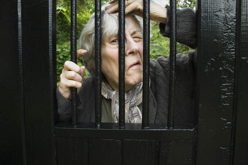 西方人,一个人,栏杆,站,举,摸,横图,室内,白天,正面,门,金属制品,欧洲,欧洲人,仅一个女性,仅一个人,抚摸,金属,注视,门框,观察,看,托,站着,仅一个老年女性,观看,察看,倾听,关注,老年女性,女人,女性,白种人,触摸,接触,举起,举手,举着,向上举,向上伸,向上托,站立,半身,彩图