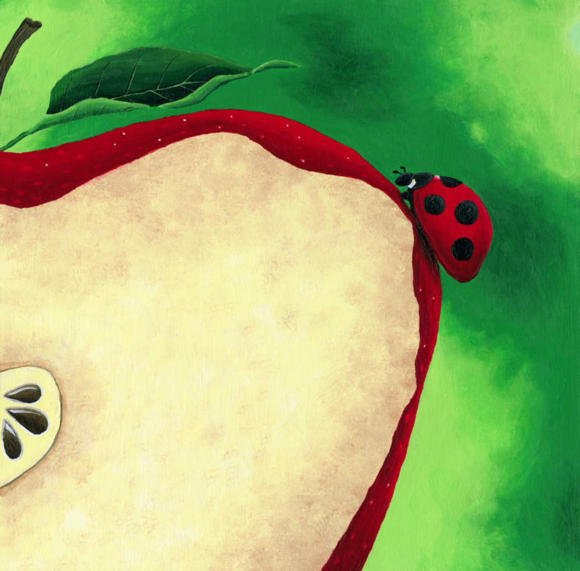 无人,攀登,横图,室内,特写,白天,正面,瓢虫,水果,叶子,切开,朦胧,模糊,新鲜,昆虫,斑点,生食,食品,果实,绿叶,蛇果,食物,动物,切,爬,嫩叶,有机食品,绿色食品,剖面,益虫,切面,叶,叶片,攀爬,彩图