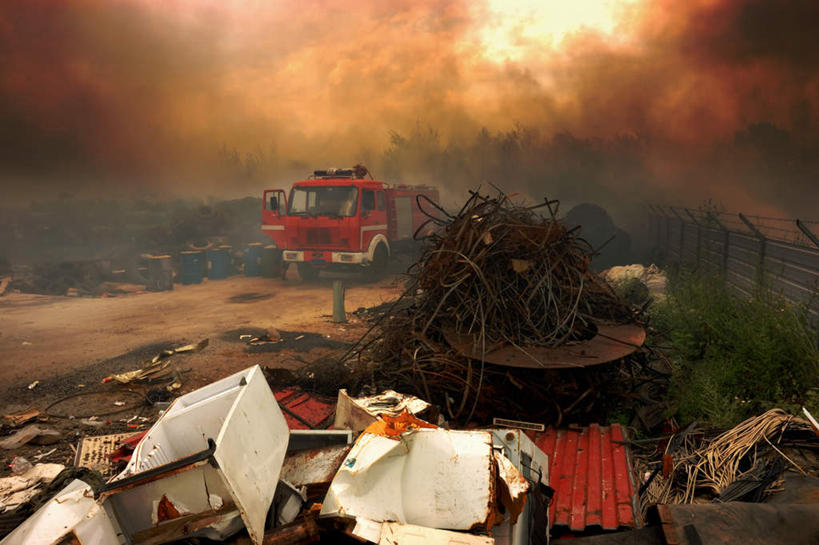 无人,横图,俯视,室外,白天,安全,救火车,一辆,围绕,屋顶,烟雾,垃圾,凌乱,顶棚,黄色,红色,橙色,肮脏,缭绕,消防,混乱,灭火,旋绕,邋遢,萦绕,纷乱,缭乱,庞杂,龌龊,污秽,渣滓,回绕,消防车,彩图,高角度拍摄