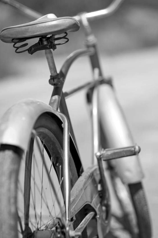 无人,竖图,俯视,黑白,室外,特写,白天,自行车,静物,一辆,朦胧,模糊,车,脚踏车,车轮,轮胎,交通工具,载具,车座,高角度拍摄