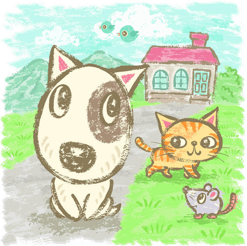 无人,家,站,坐,横图,插画,室内,白天,正面,数码,科技,草地,草坪,山,山脉,植物,宠物,狗,猫,野生动物,老鼠,三只,阴影,光线,网络,细菌,影子,房屋,屋子,山峰,云,云朵,公寓,梗犬,山峦,高光,几何,计算机图形,合成,云彩,图画,注视,洋房,楼房,住宅,画,草,树,树木,蓝色,绿色,白云,蓝天,天空,阳光,自然,动物,群山,天,观察,看,站着,可爱,生长,晴朗,成长,观看,电脑合成图,数码合成图,察看,合成图,关注,猫咪,漫画,病菌,忠诚,写实,具体,具象,传染,四害,牛头梗,晴空,犬,耗子,站立,坐着,彩图,全身,房子