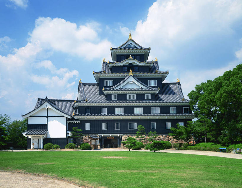 无人,横图,室外,白天,仰视,旅游,度假,草地,草坪,植物,窗户,标志建筑,地标,建筑,日本,亚洲,阴影,光线,瓦片,影子,堡垒,城堡,墙,屋顶,云,云朵,云彩,顶棚,瓦,娱乐,建设,玻璃窗,墙壁,墙面,草,树,树木,蓝色,绿色,白云,蓝天,天空,阳光,自然,天,享受,休闲,旅游胜地,放松,建造,生长,晴朗,成长,要塞,东亚,屋瓦,本州,本州岛,日本国,中国地方,冈山,冈山县,县厅,冈山市,设防,晴空,彩图,低角度拍摄,乌城,冈山城